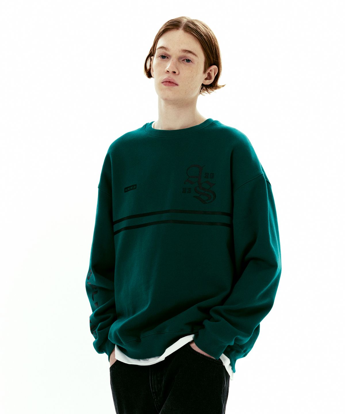 아메스 월드와이드(AMES-WORLDWIDE) OLD ENGLISH LOGO SWEATSHIRT GREENAM2DSUM440A