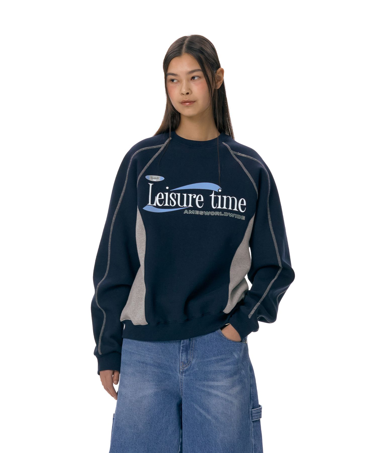 MUSINSA | AMES-WORLDWIDE LEISURE TIME LOGO SWEATSHIRT NAVY