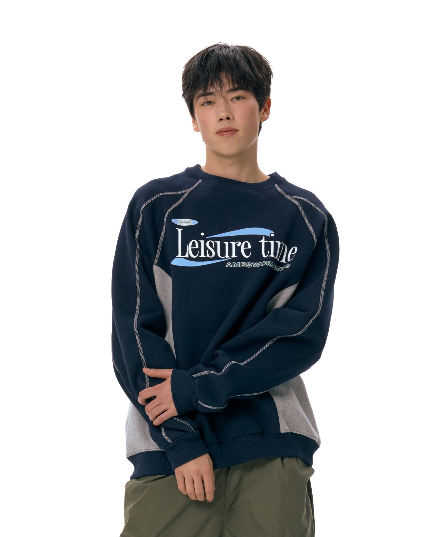 MUSINSA | AMES-WORLDWIDE LEISURE TIME LOGO SWEATSHIRT NAVY