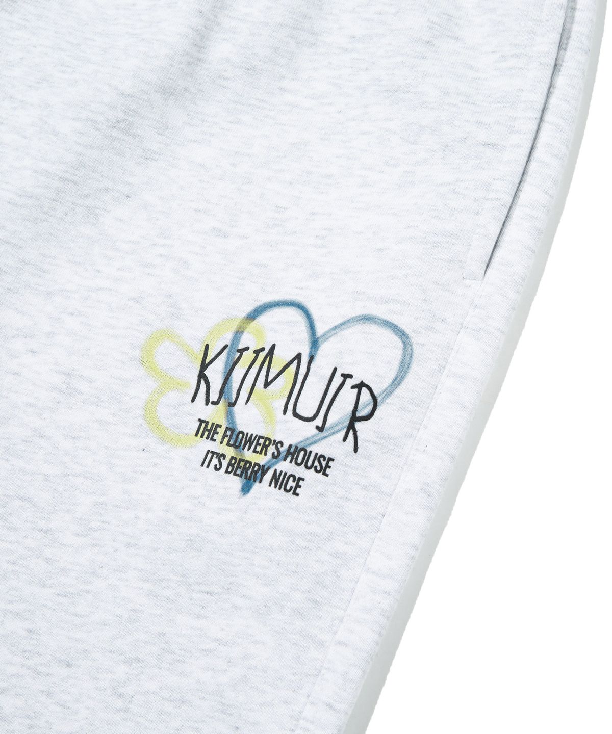 키뮤어(KIIMUIR) 드로잉 플라워 트레이닝 팬츠_멜란지 그레이