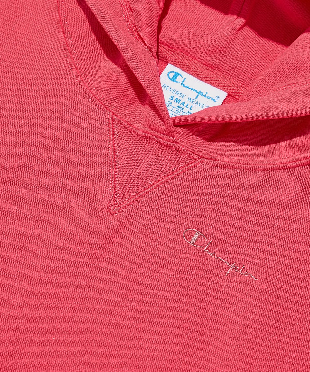 챔피온(CHAMPION) 여성 리버스위브 100 크롭 후드 티셔츠 Normal Red