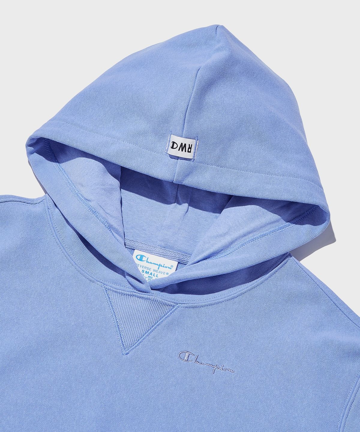 챔피온(CHAMPION) 여성 리버스위브 100 크롭 후드 티셔츠 Pale Blue
