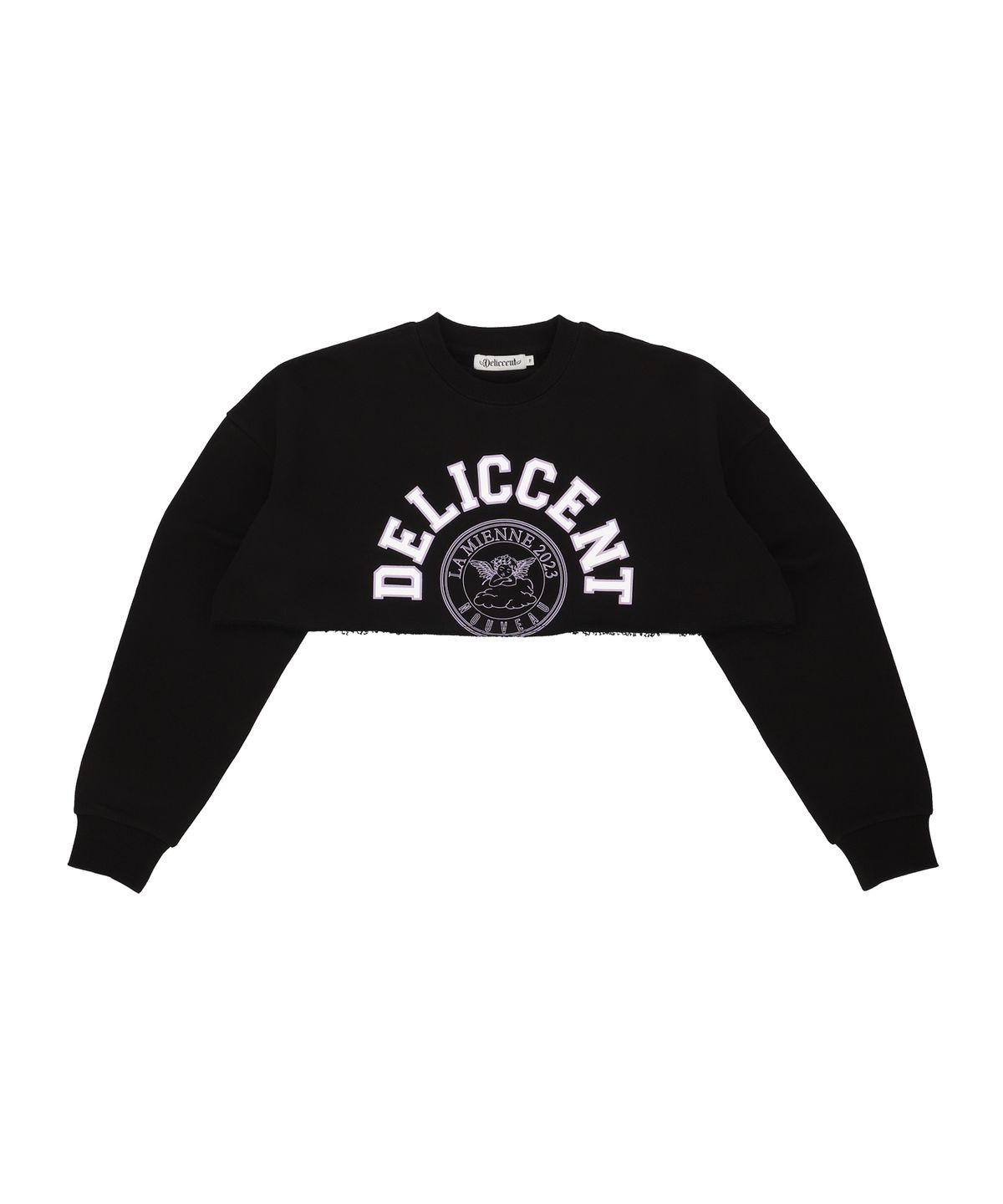 델리센트(DELICCENT) 그래픽 쮸리 크롭 맨투맨 [BLACK]