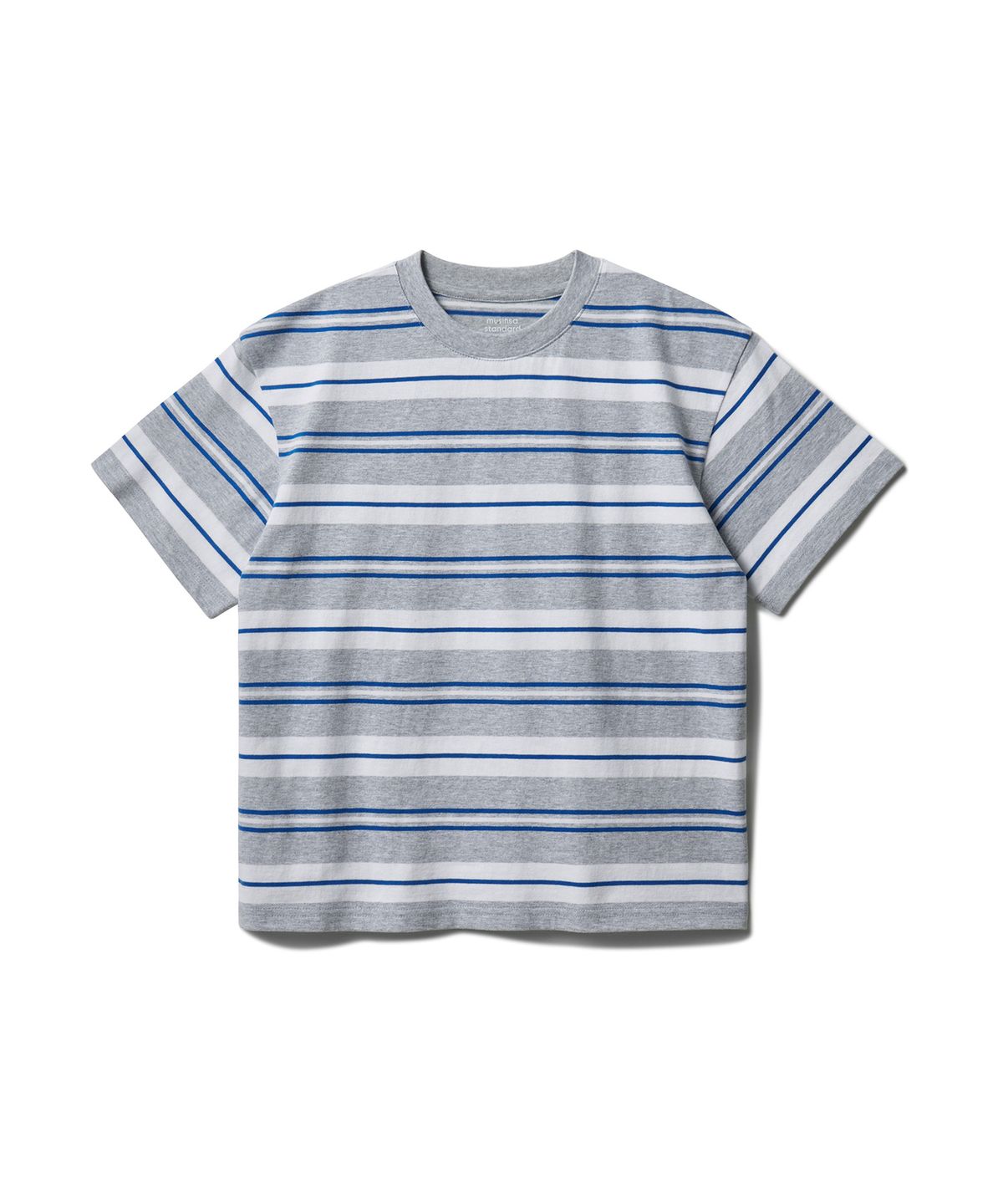 무신사 스탠다드 키즈(MUSINSA STANDARD KIDS) 멀티 스트라이프 크루 넥 티셔츠 1 [그레이]