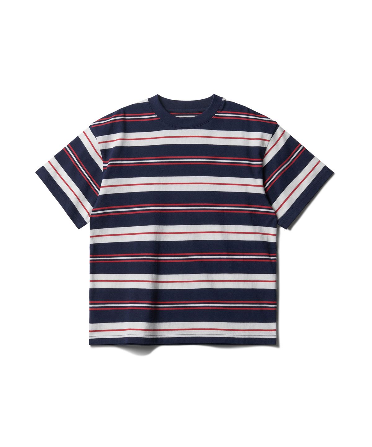 무신사 스탠다드 키즈(MUSINSA STANDARD KIDS) 멀티 스트라이프 크루 넥 티셔츠 1 [네이비]