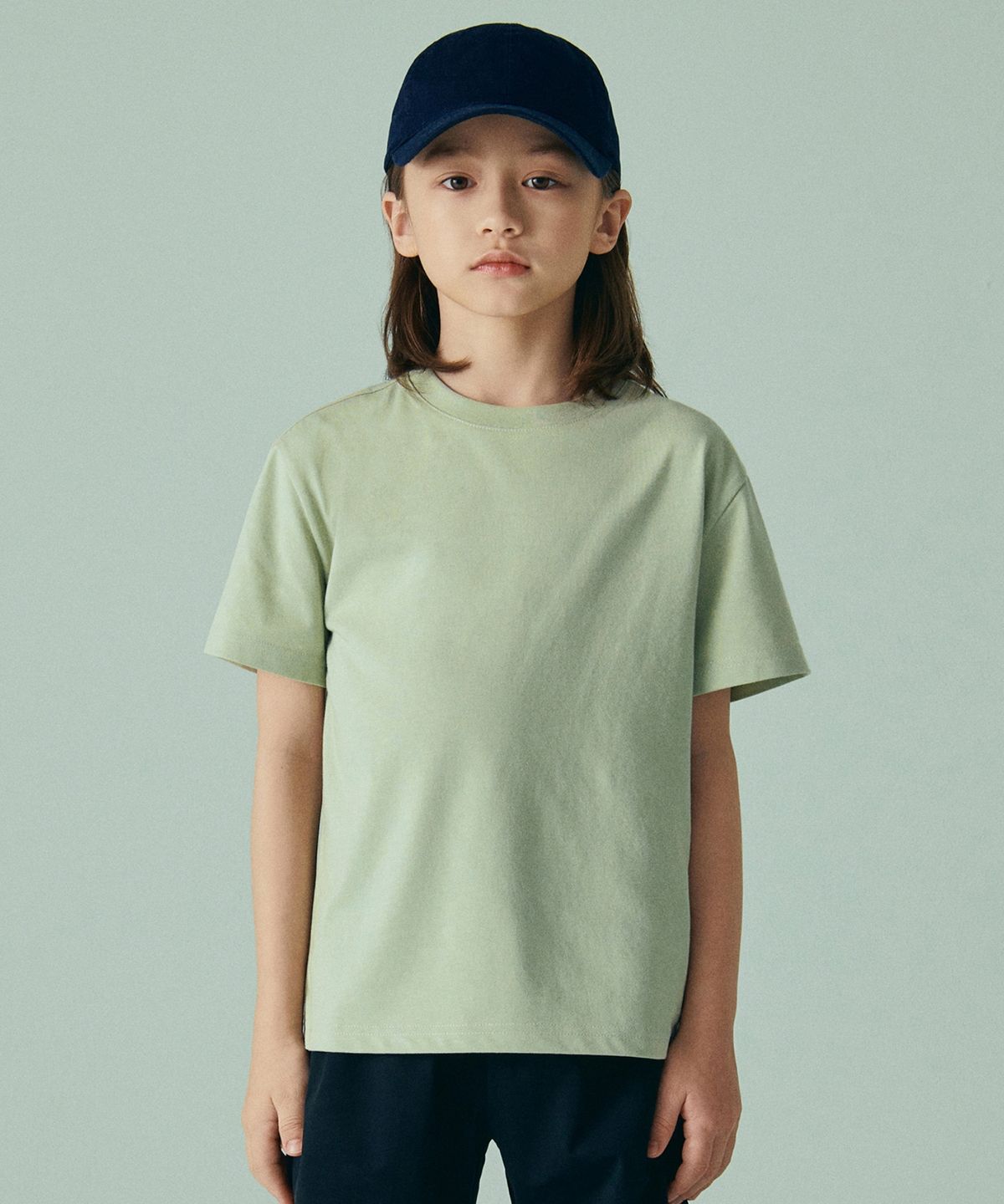 무신사 스탠다드 키즈(MUSINSA STANDARD KIDS) [쿨탠다드] 릴렉스드 크루 넥 티셔츠 [페일 그린]