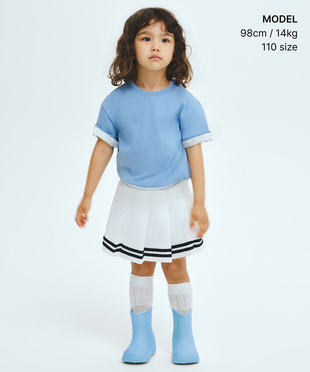 무신사 스탠다드 키즈(MUSINSA STANDARD KIDS) [쿨탠다드] 릴렉스드 크루 넥 티셔츠 [스카이 블루]