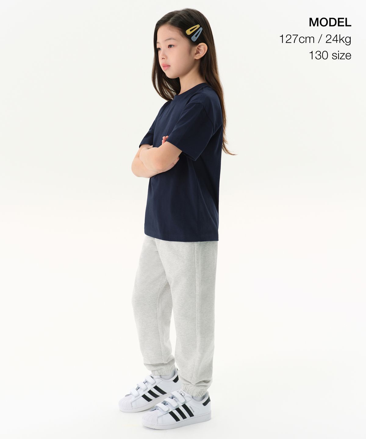무신사 스탠다드 키즈(MUSINSA STANDARD KIDS) 릴렉스드 크루 넥 티셔츠 [네이비]