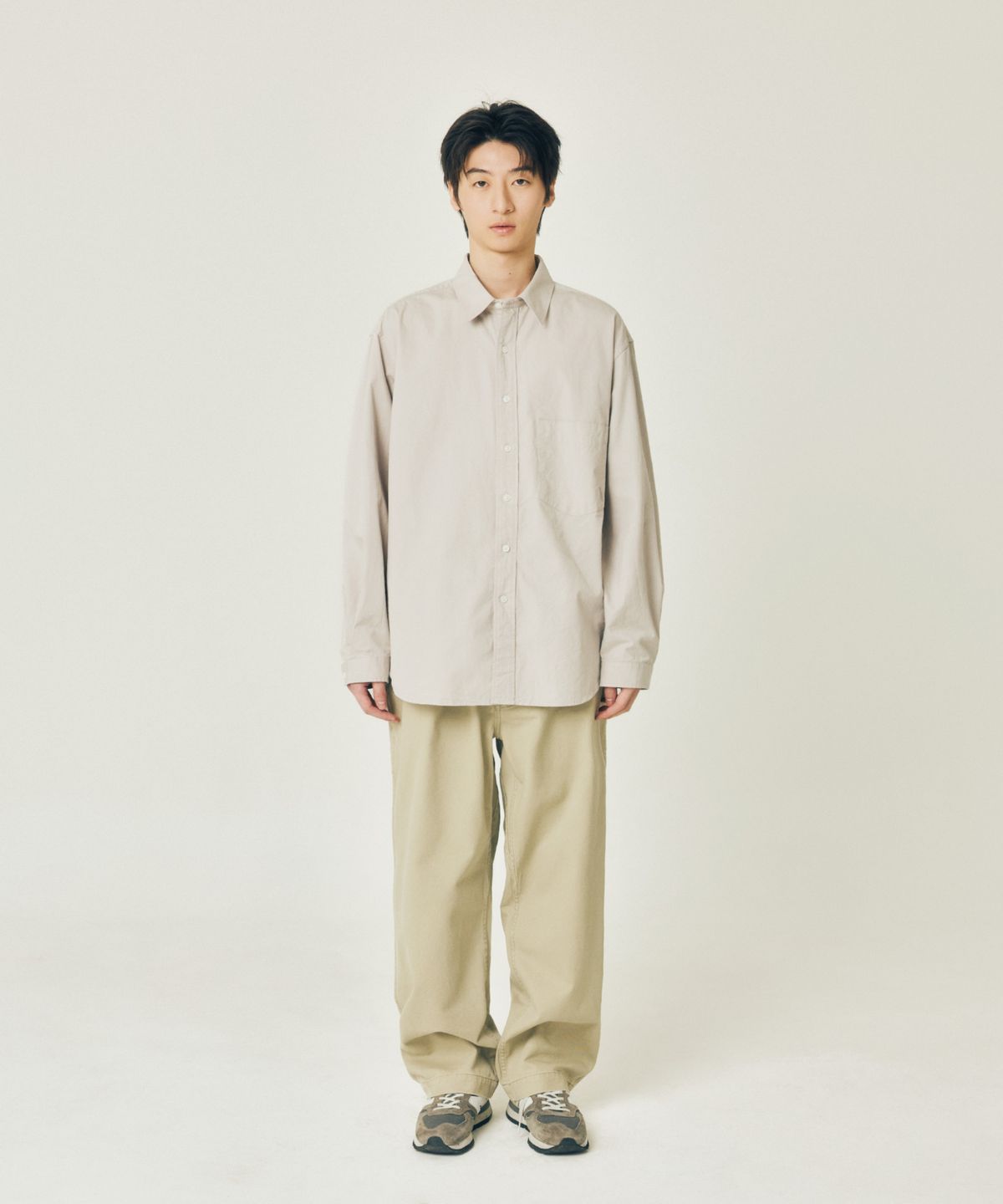 에스피오나지(ESPIONAGE) Cotton Over Shirt Light Grey