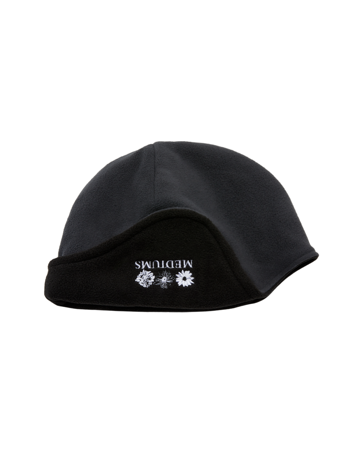 미디엄스(MEDIUMS) Sunflower Logo Ear Flap Fleece Beanie - Black (해바라기 로고 이어플랩 플리스 비니)