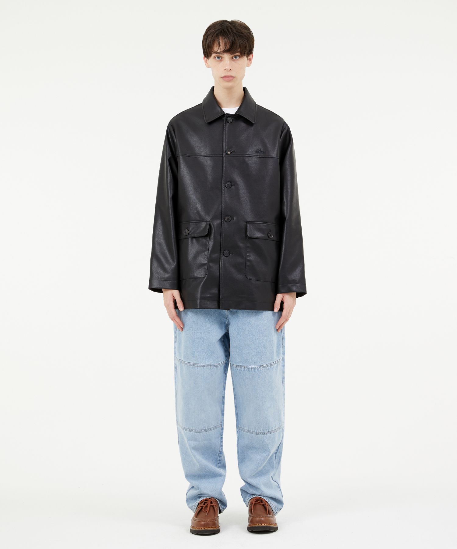 MUSINSA | LMC CLASSIC VEGAN LEATHER CAR COAT black