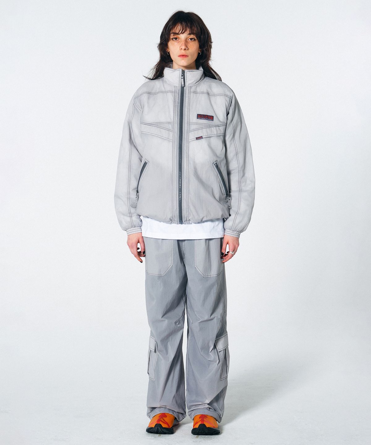 스컬프터(SCULPTOR) Openwork Stitch Carpenter Pants Pale Gray