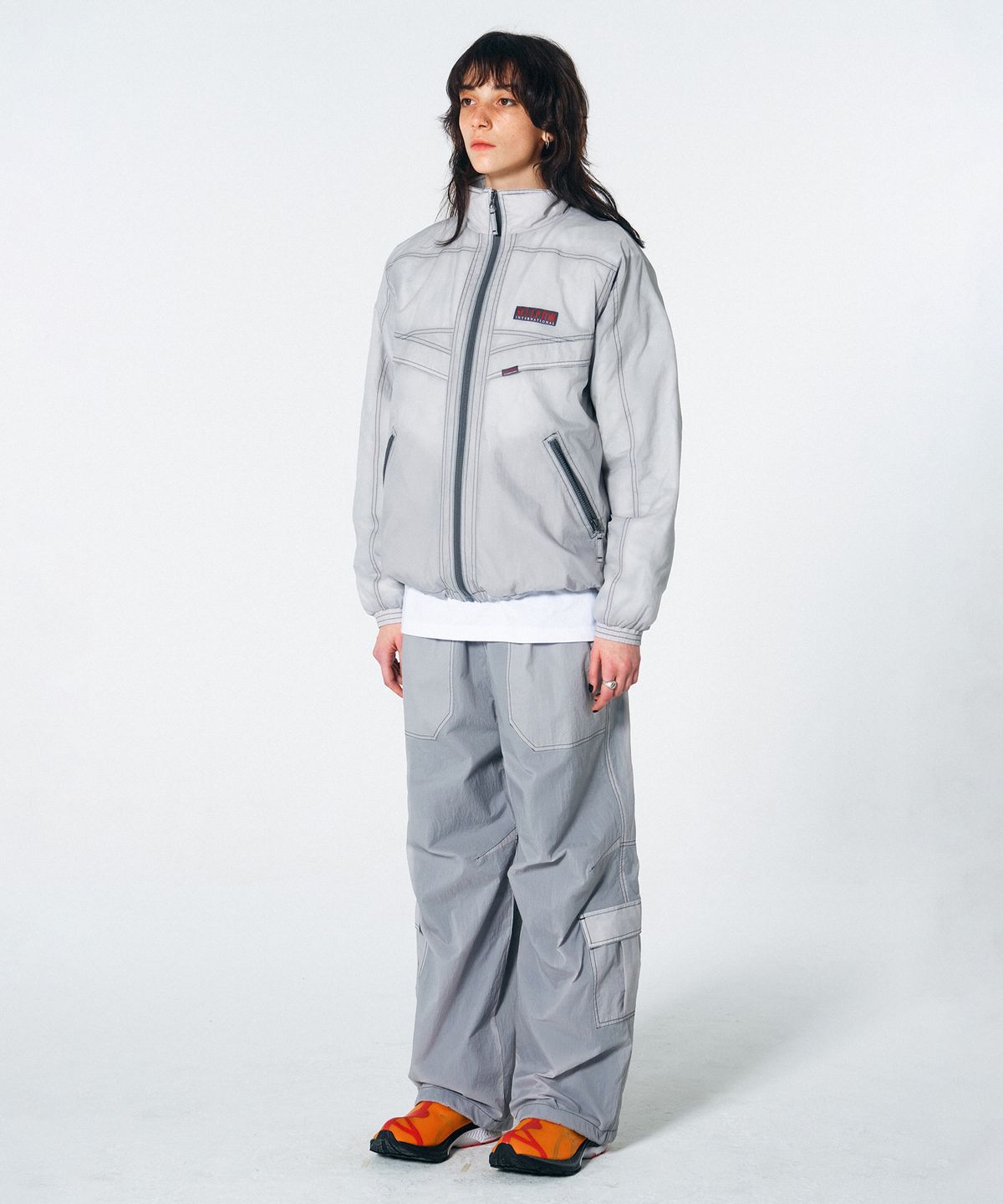 스컬프터(SCULPTOR) Openwork Stitch Carpenter Pants Pale Gray