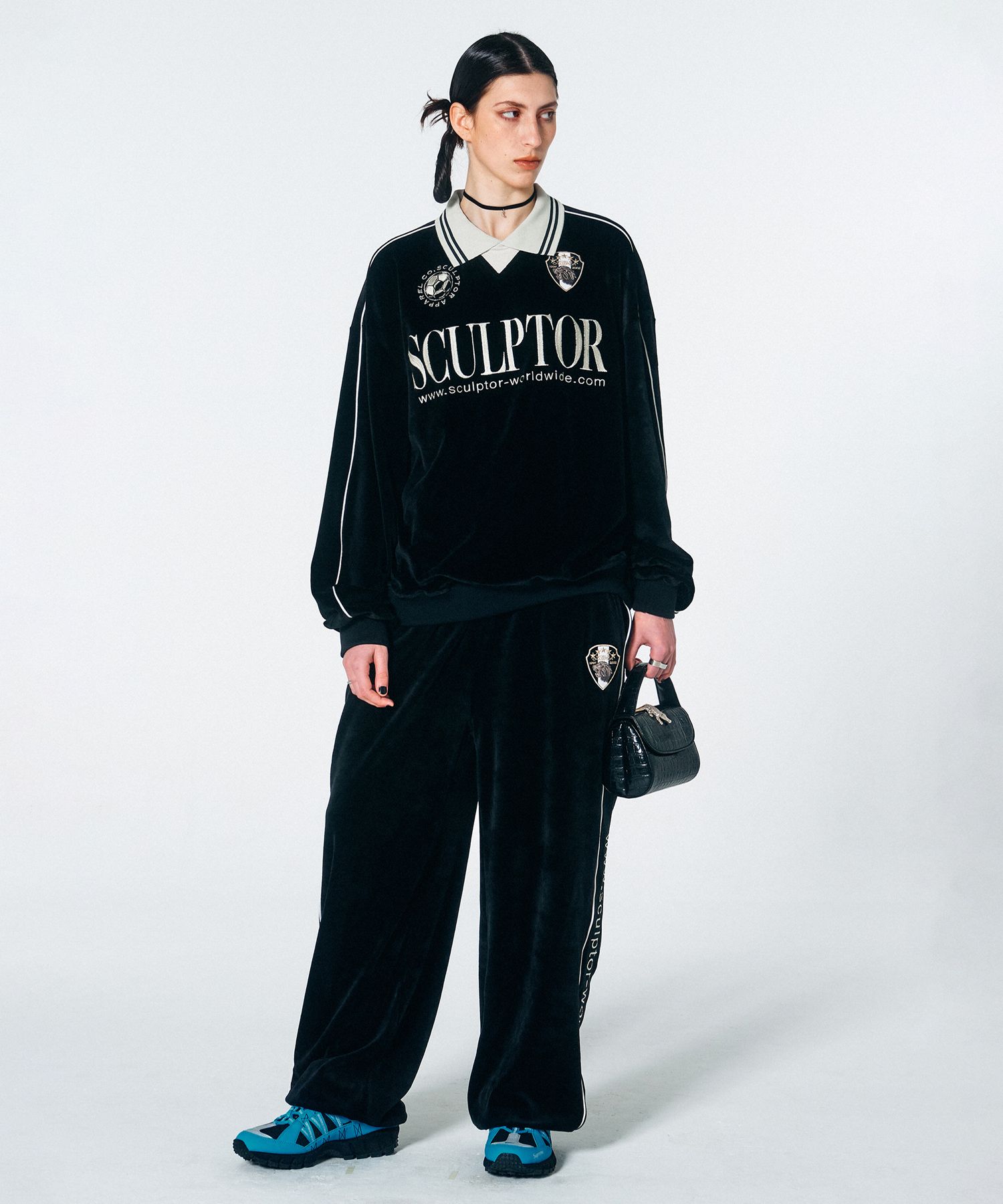 MUSINSA | SCULPTOR Velour Soccer Jersey Black