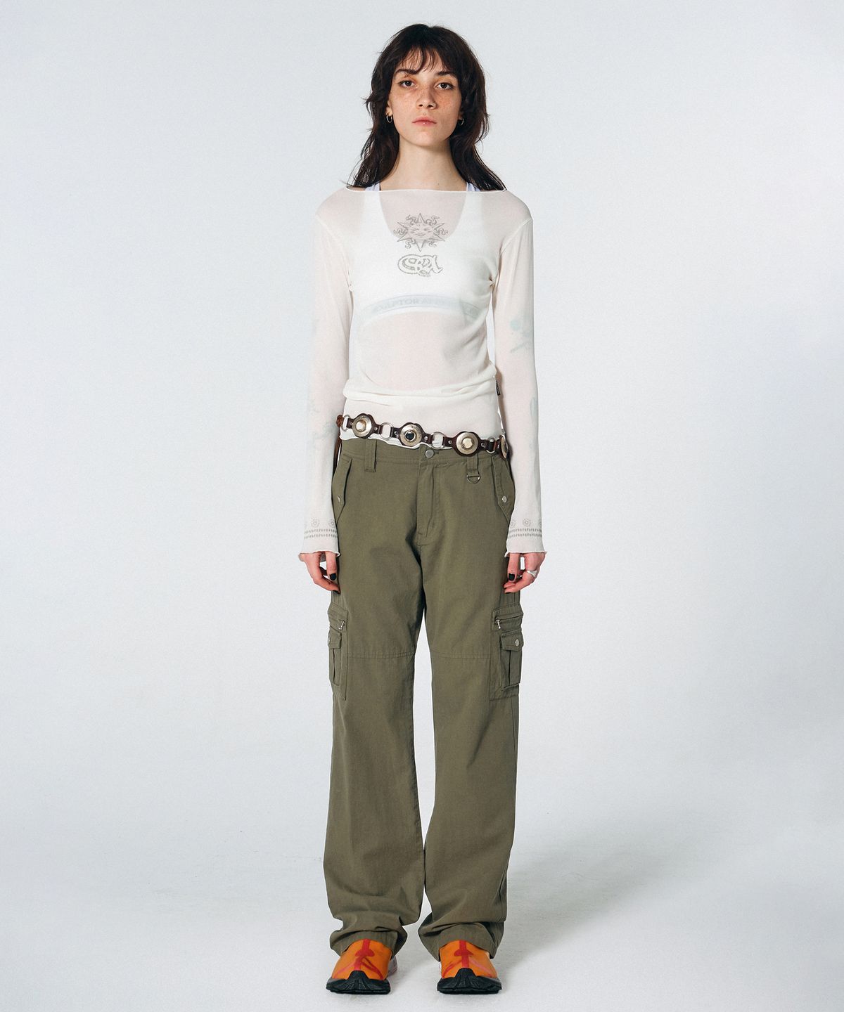 스컬프터(SCULPTOR) Straight Lowrise Cargo Pants Khaki