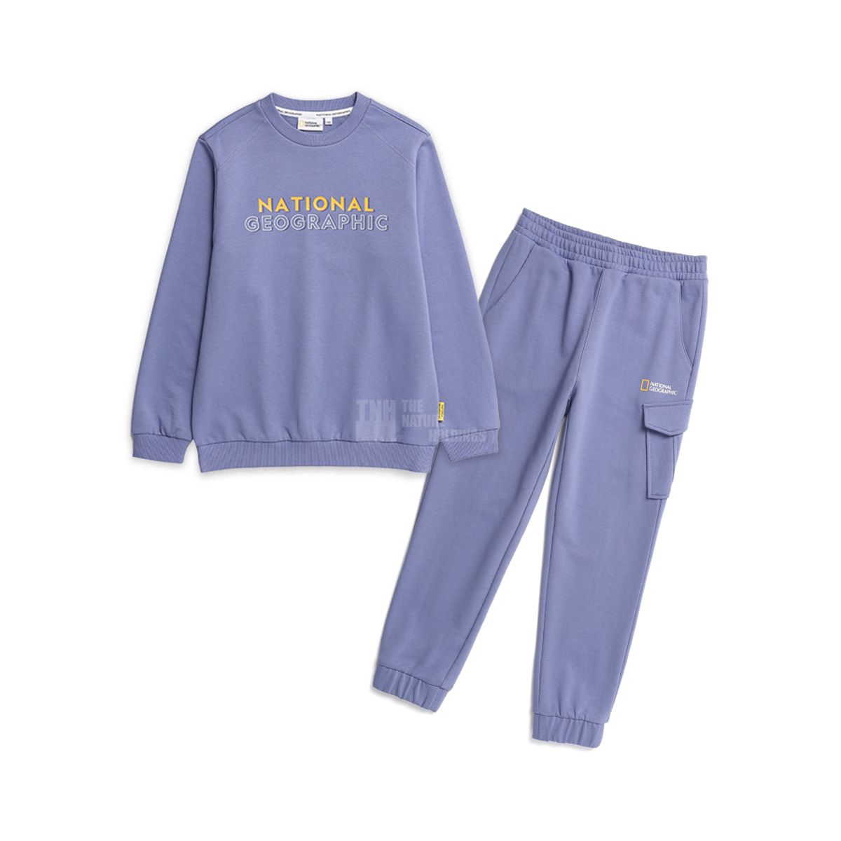 내셔널지오그래픽 키즈(NATIONAL GEOGRAPHIC KIDS) K231UPB910 변형로고 맨투맨/팬츠 SET (BASIC) CORN FLOWER BLUE