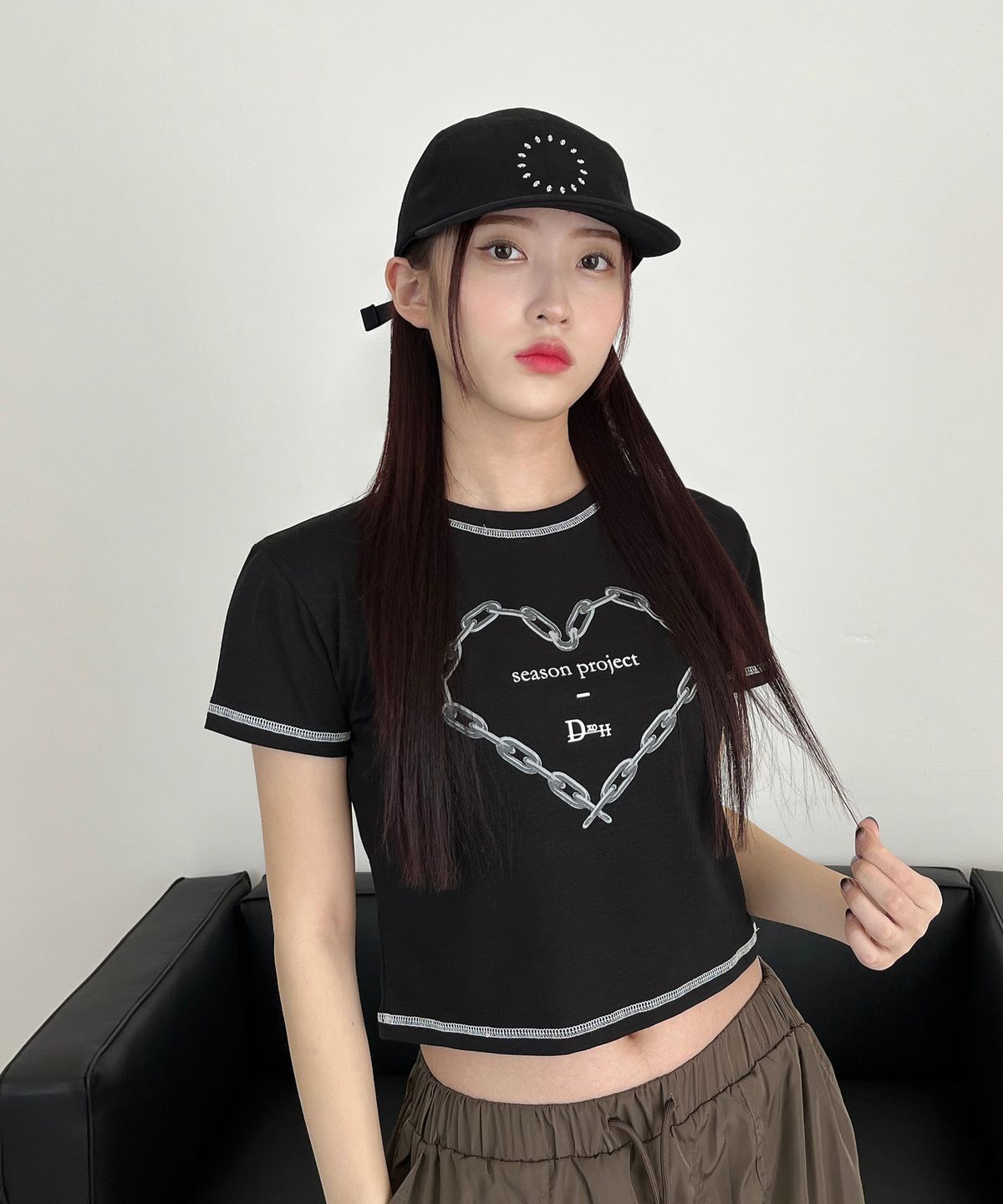 디쏘에이치(D.XO.H) 스마일 로고 캠프캡 [블랙]