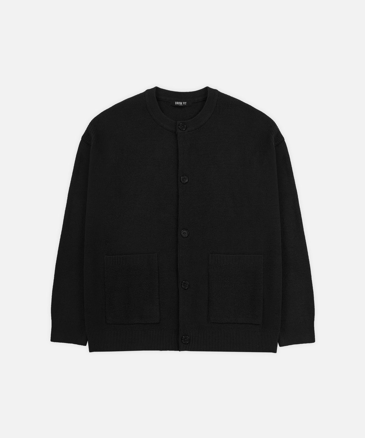 드로우핏(DRAW FIT) 오버사이즈 울 라운드 가디건 [BLACK]