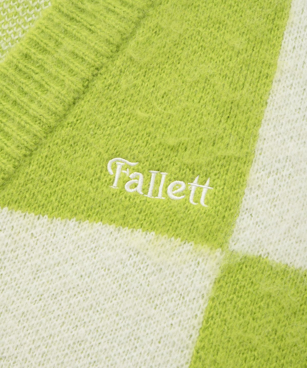 팔렛(FALLETT) 체커보드 니트 가디건 라임그린