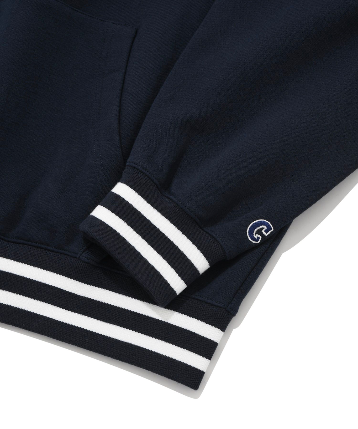 MUSINSA | COVERNAT C logo overfit varsity sweatshirt navy