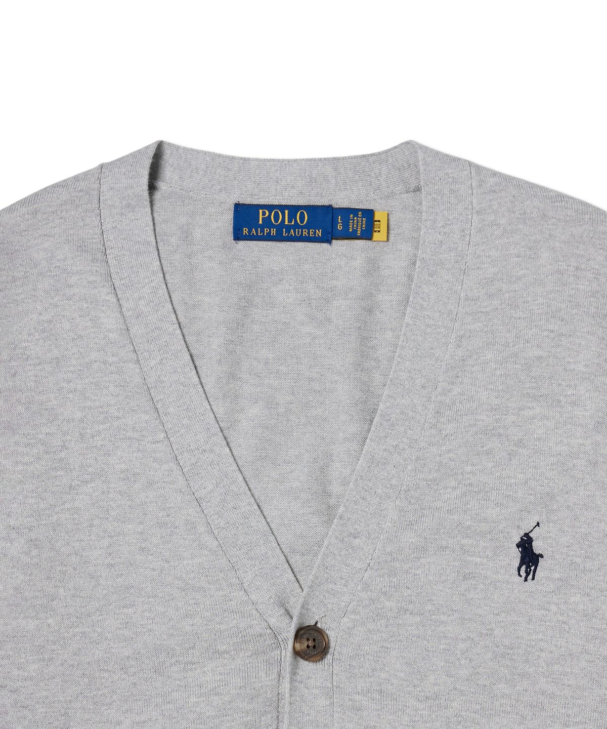 폴로 랄프 로렌(POLO RALPH LAUREN) 코튼 브이넥 카디건 - 그레이