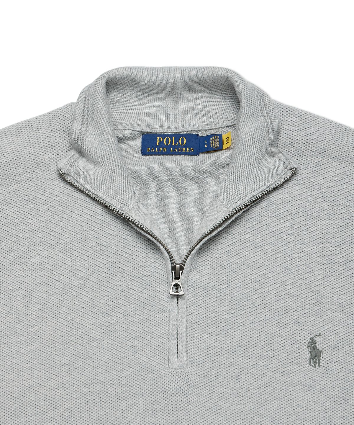 폴로 랄프 로렌(POLO RALPH LAUREN) 코튼 쿼터 지퍼 스웨터 - 그레이