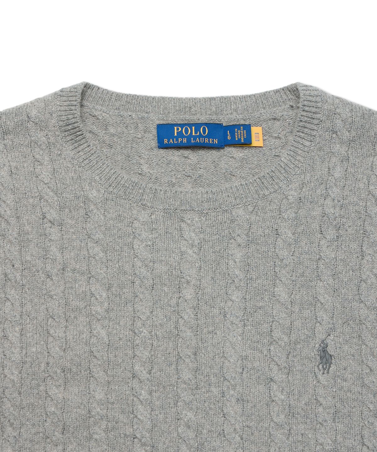 폴로 랄프 로렌(POLO RALPH LAUREN) 케이블 니트 울 코튼 스웨터 - 그레이