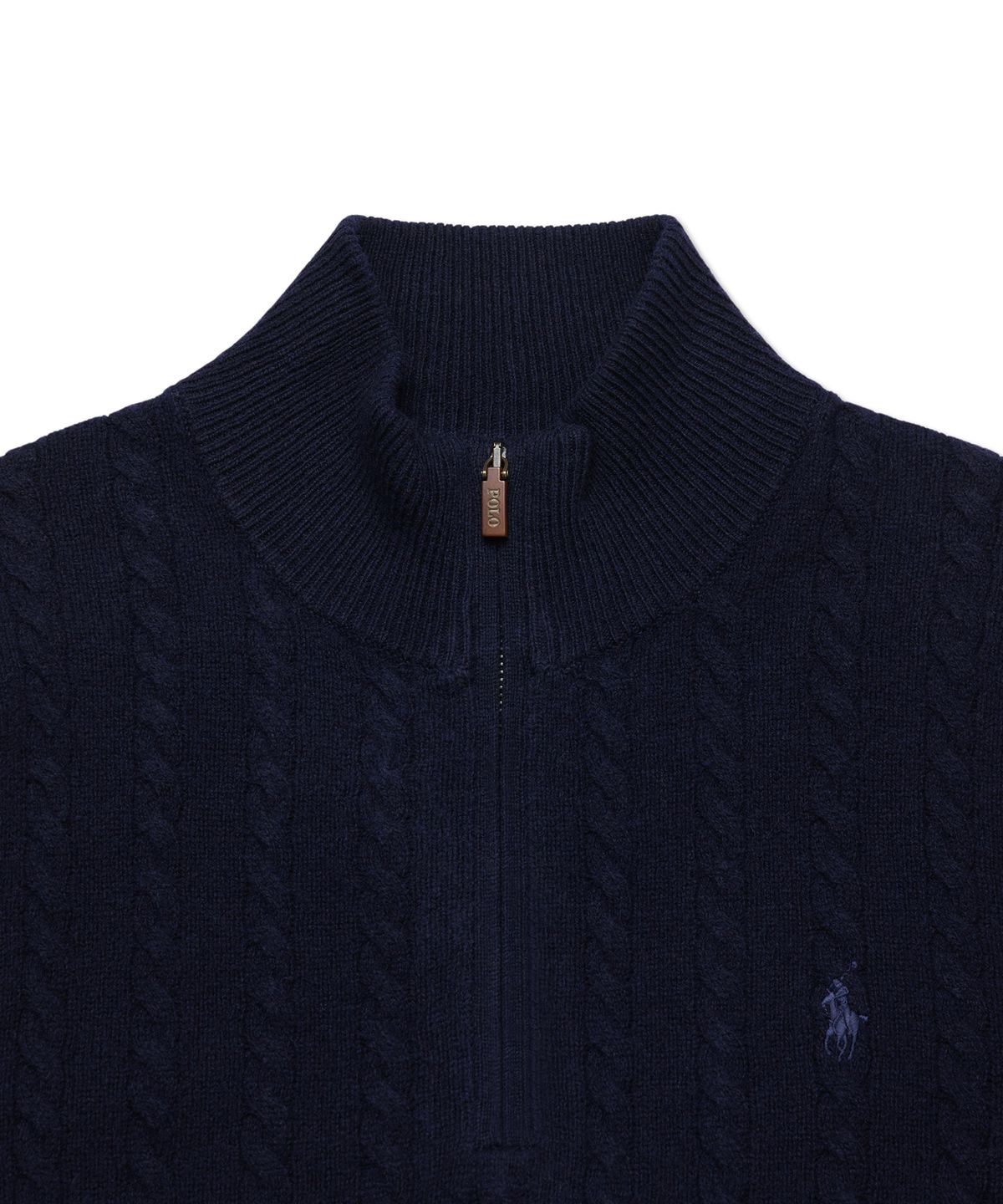 폴로 랄프 로렌(POLO RALPH LAUREN) 케이블 니트 울 코튼 지퍼 스웨터 - 블루