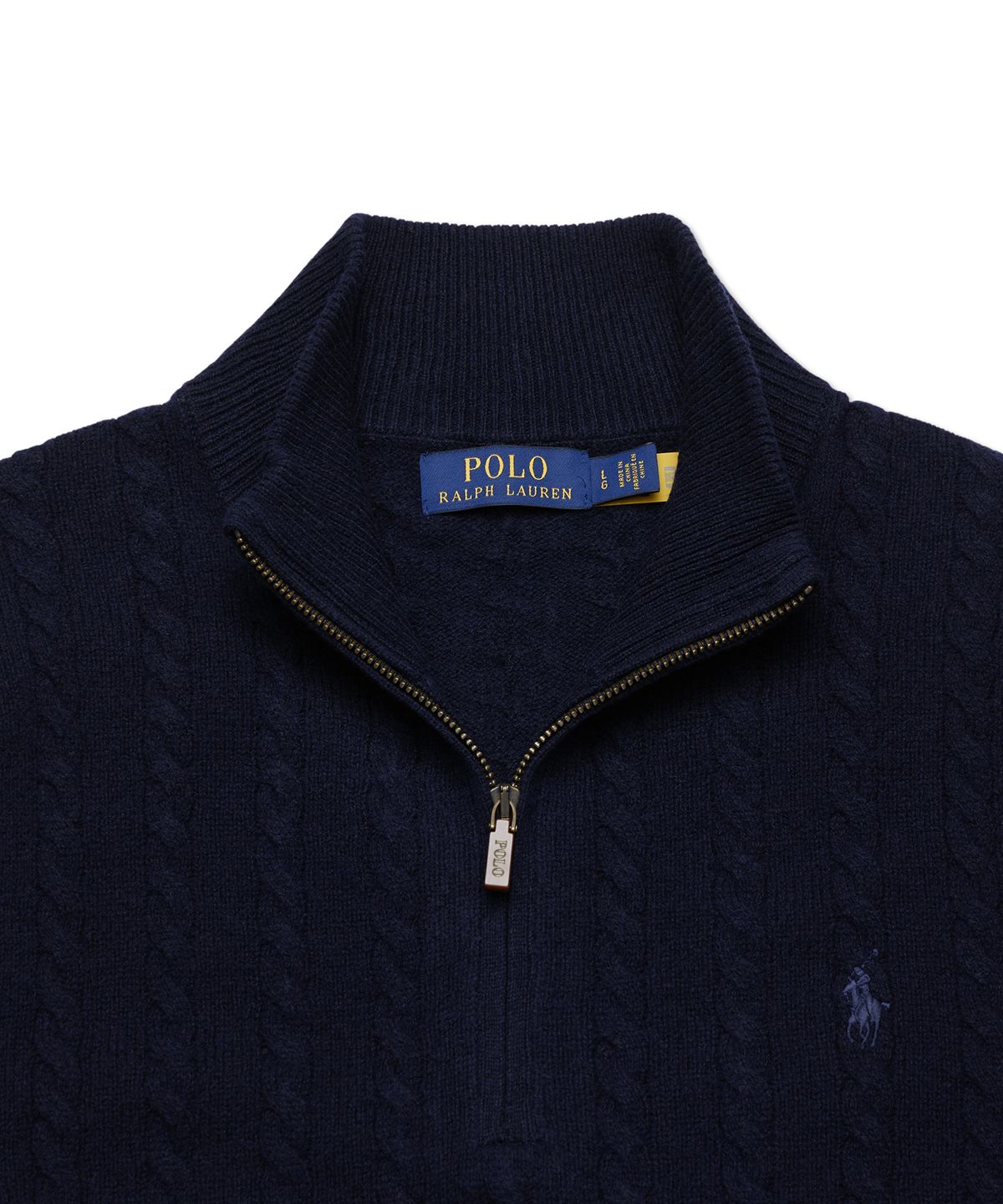 폴로 랄프 로렌(POLO RALPH LAUREN) 케이블 니트 울 코튼 지퍼 스웨터 - 블루