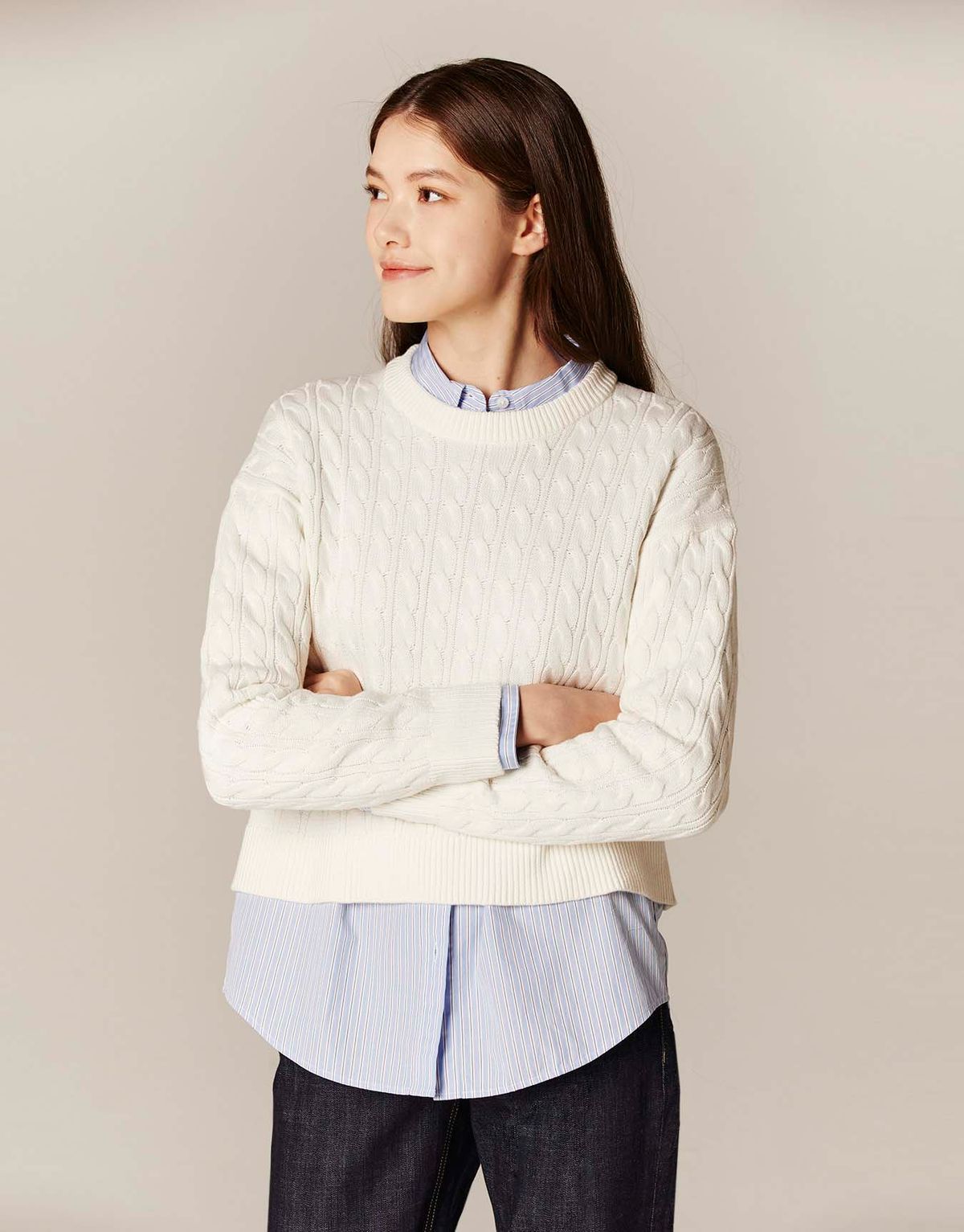 지오다노(GIORDANO) 케이블 크롭 스웨터 353503 [5color]