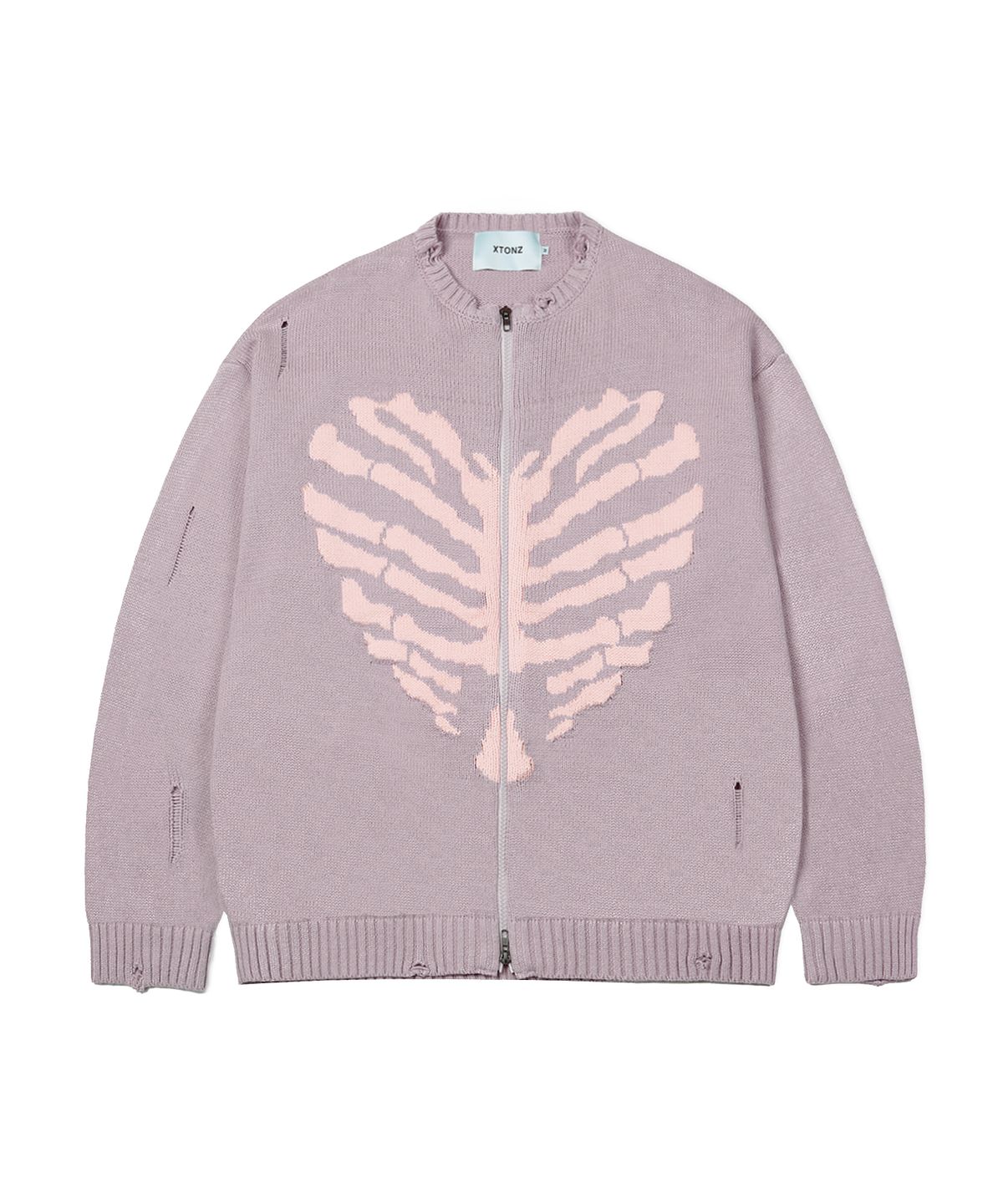 엑스톤즈(XTONZ) XTK037 보운 니트 집업 (VINTAGE PINK)