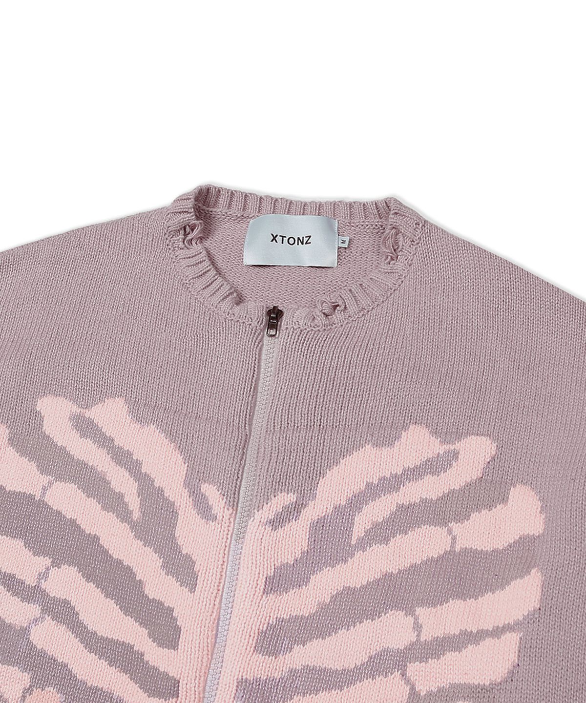 엑스톤즈(XTONZ) XTK037 보운 니트 집업 (VINTAGE PINK)