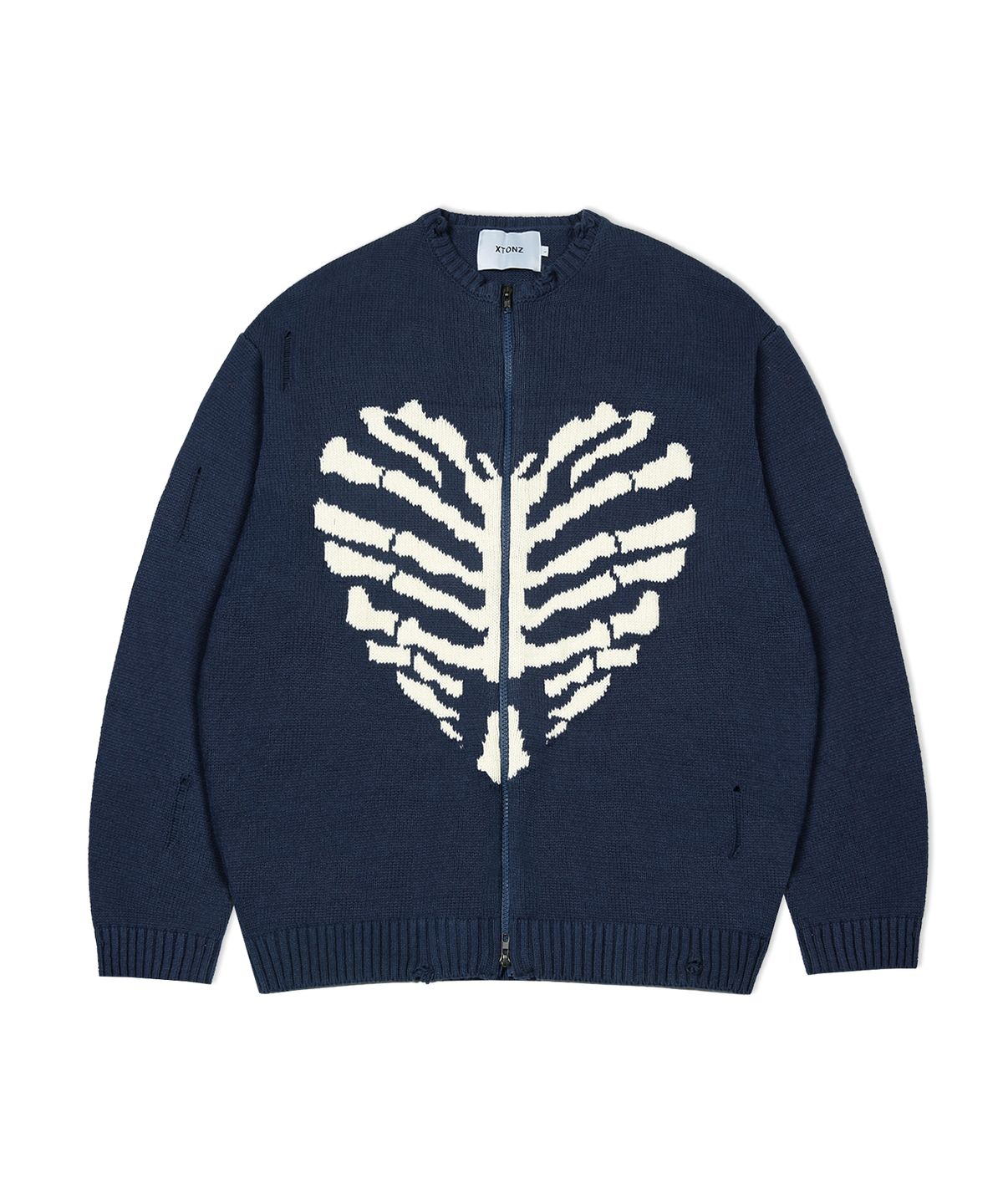 엑스톤즈(XTONZ) XTK037 보운 니트 집업 (NAVY)