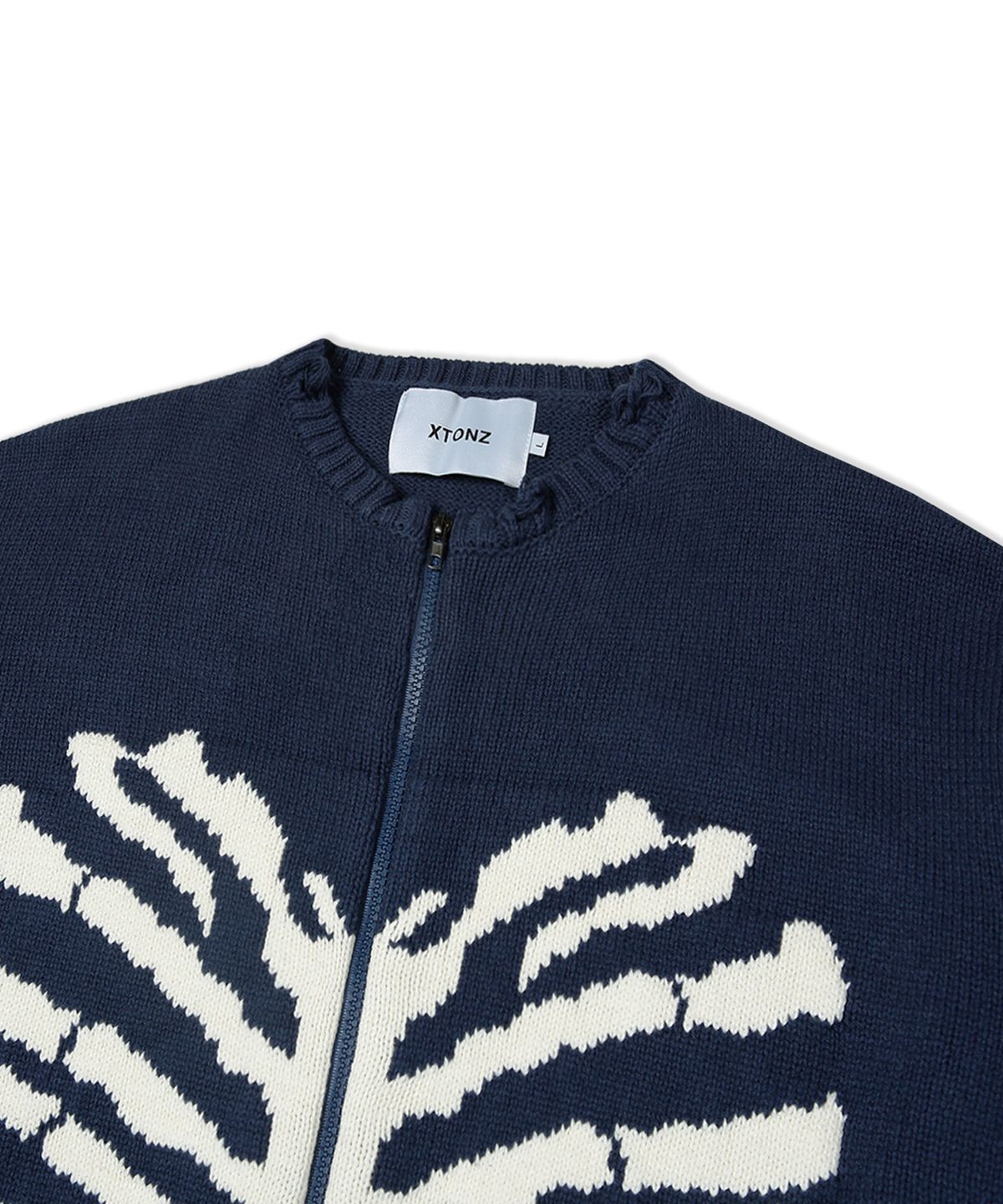 엑스톤즈(XTONZ) XTK037 보운 니트 집업 (NAVY)