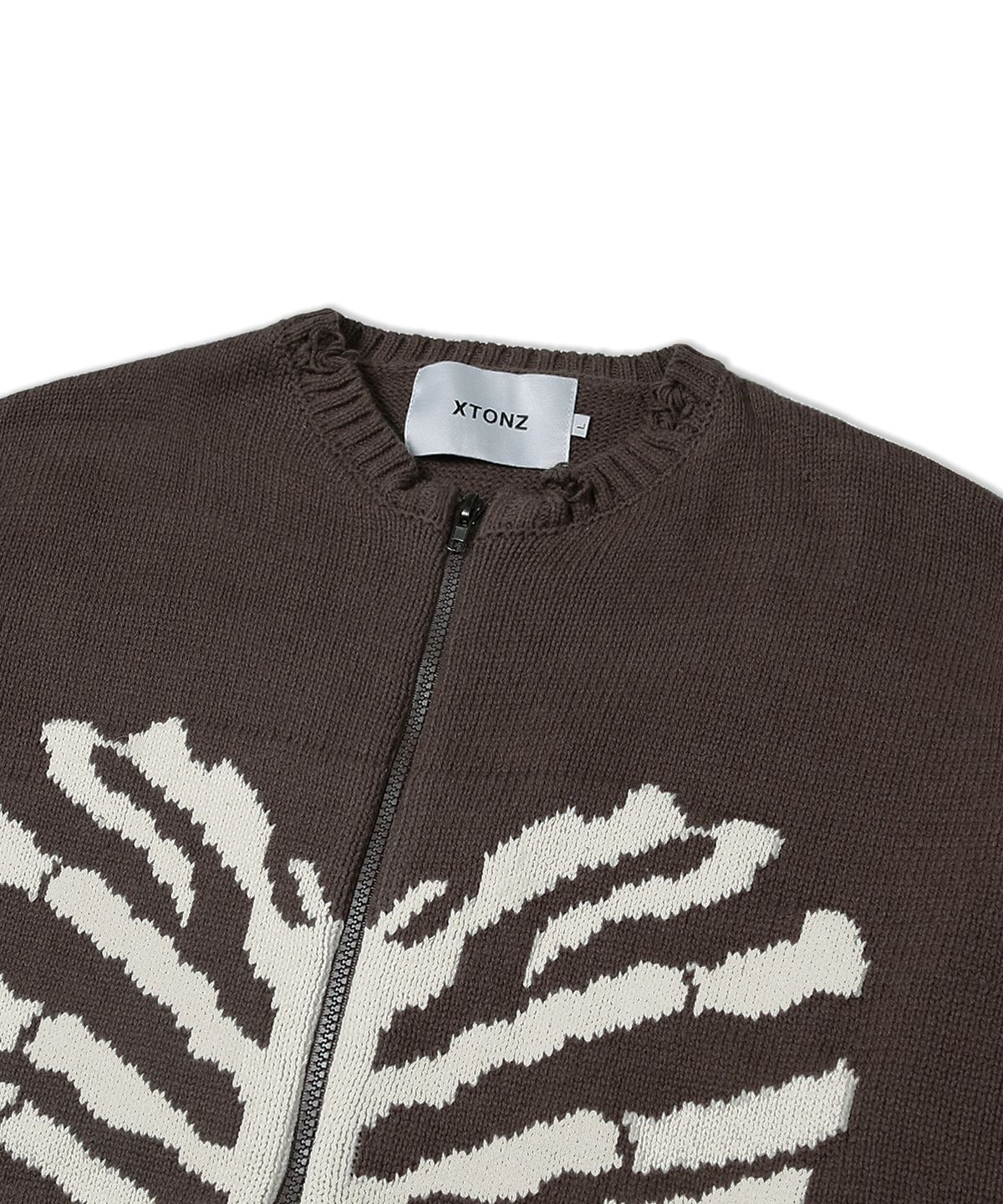 엑스톤즈(XTONZ) XTK037 보운 니트 집업 (BROWN)