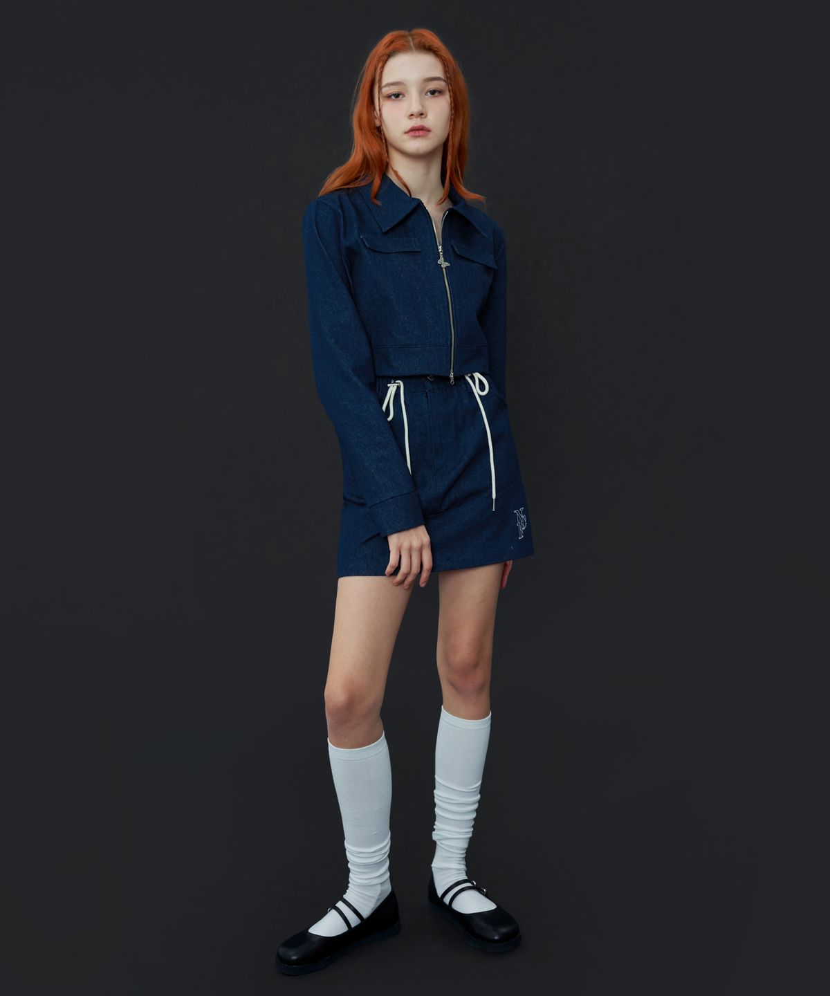 팬시클럽(FANCY CLUB) [NF] 딜루드 데님 미니 스커트 (BLUE)_F23QD834