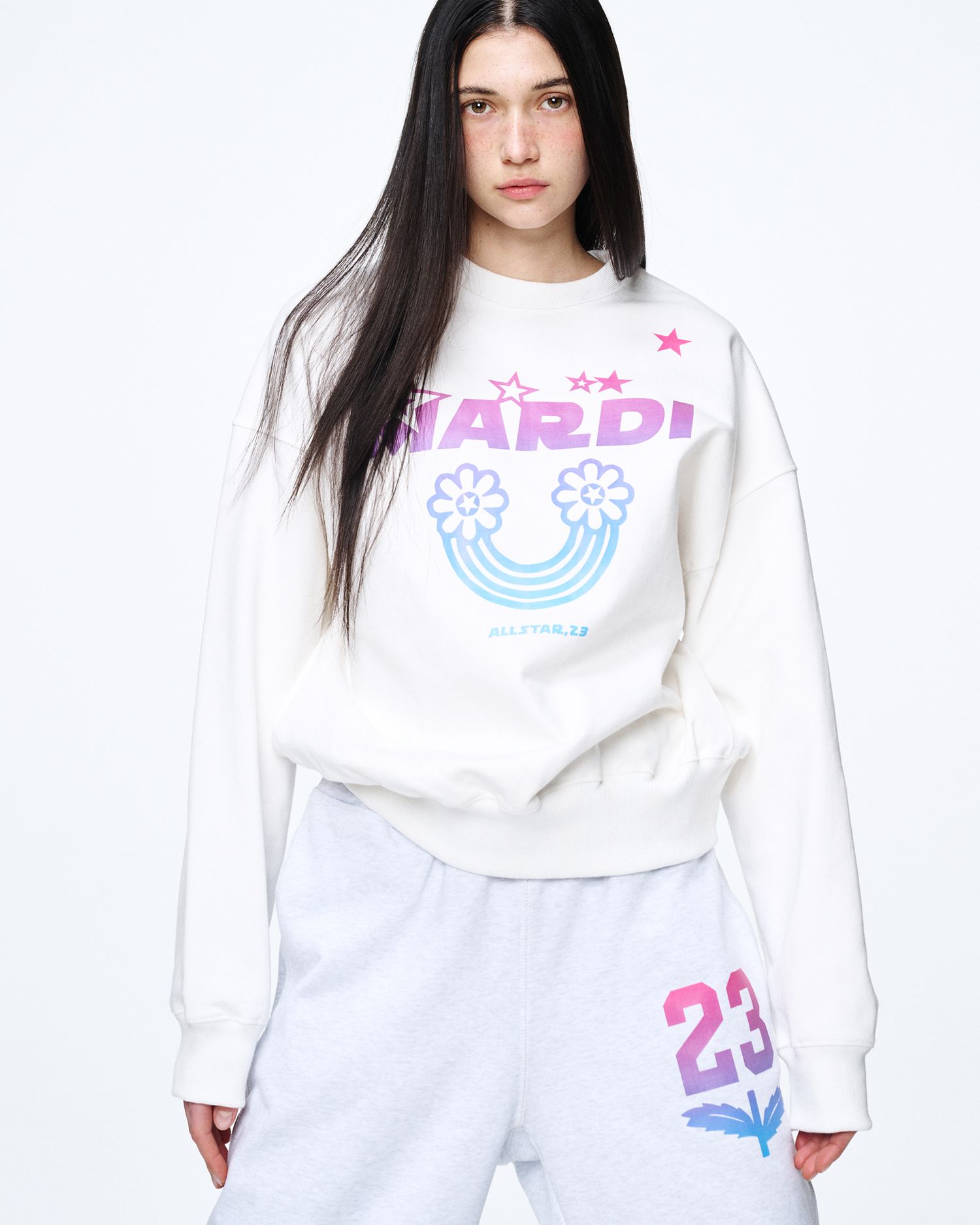 Mardi Mercredi スエット Mardi Mercredi Flower Sweatshirt Black/Pink - FW23 - US