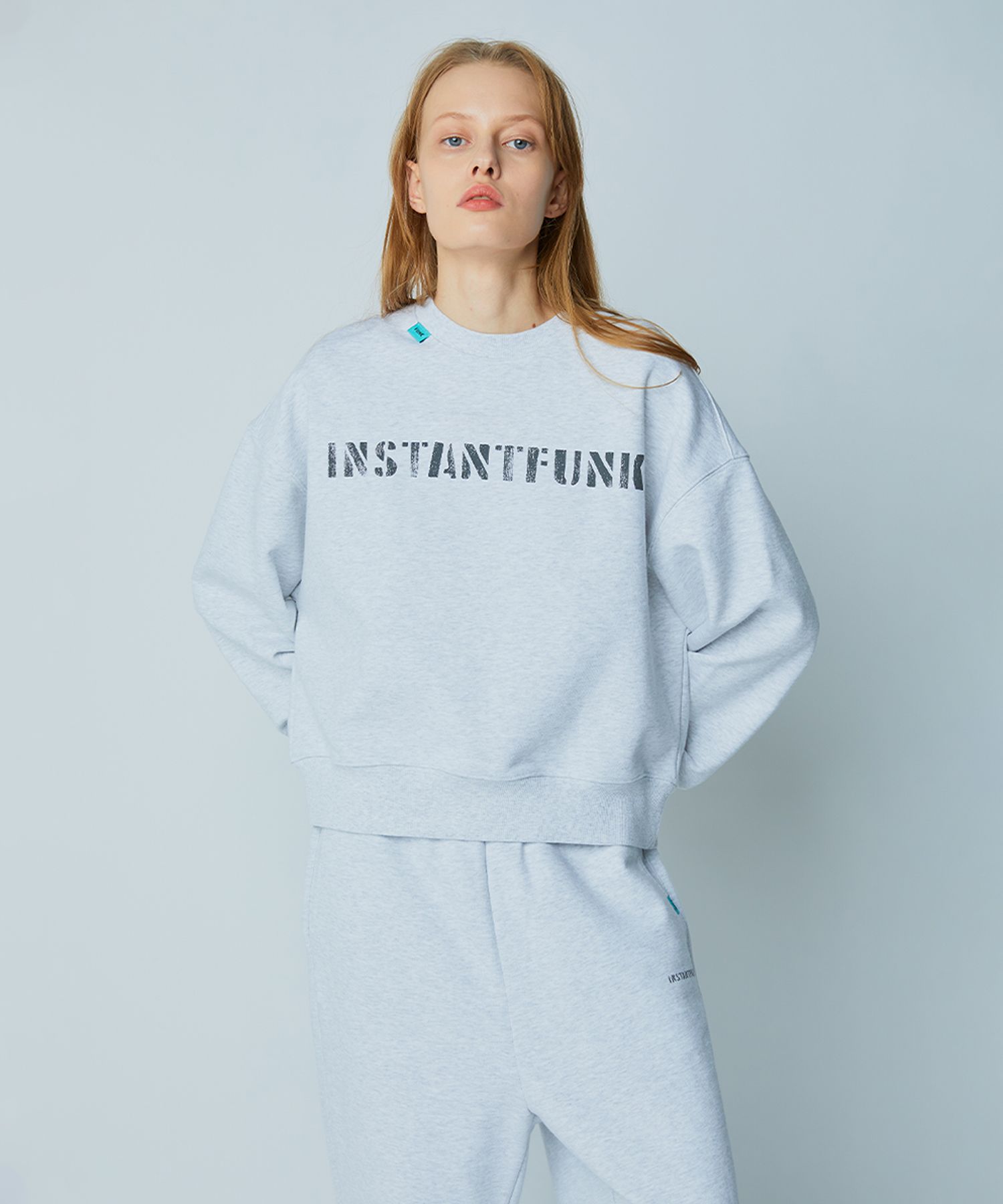 MUSINSA | INSTANTFUNK Standard Logo Sweatshirt - Melange White