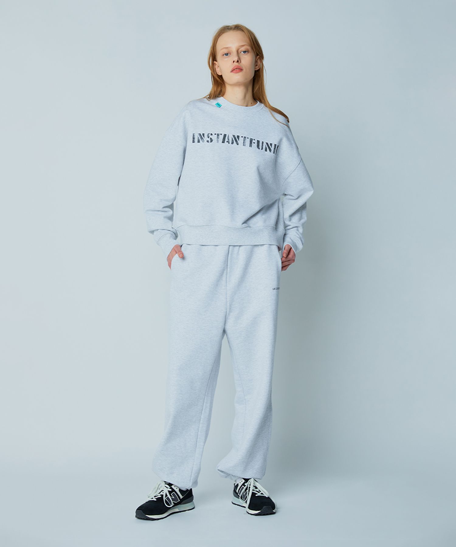 ★INSTANTFUNK★APPLIQUE LOGO SWEATSHIRTS MUSINSA | INSTANTFUNK Standard Logo Sweatshirt - Melange White