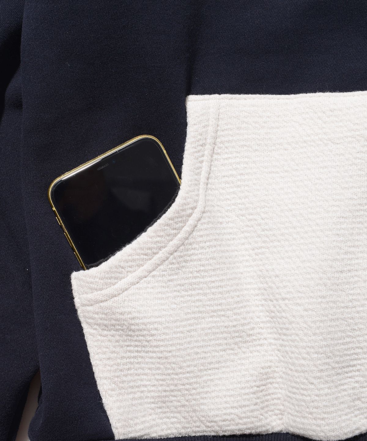 피스메이커(PIECE MAKER) KNIT MIXED SWEAT FULL ZIP HOODIE (NAVY)