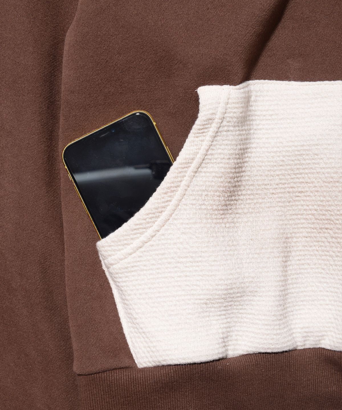 피스메이커(PIECE MAKER) KNIT MIXED SWEAT FULL ZIP HOODIE (BROWN)