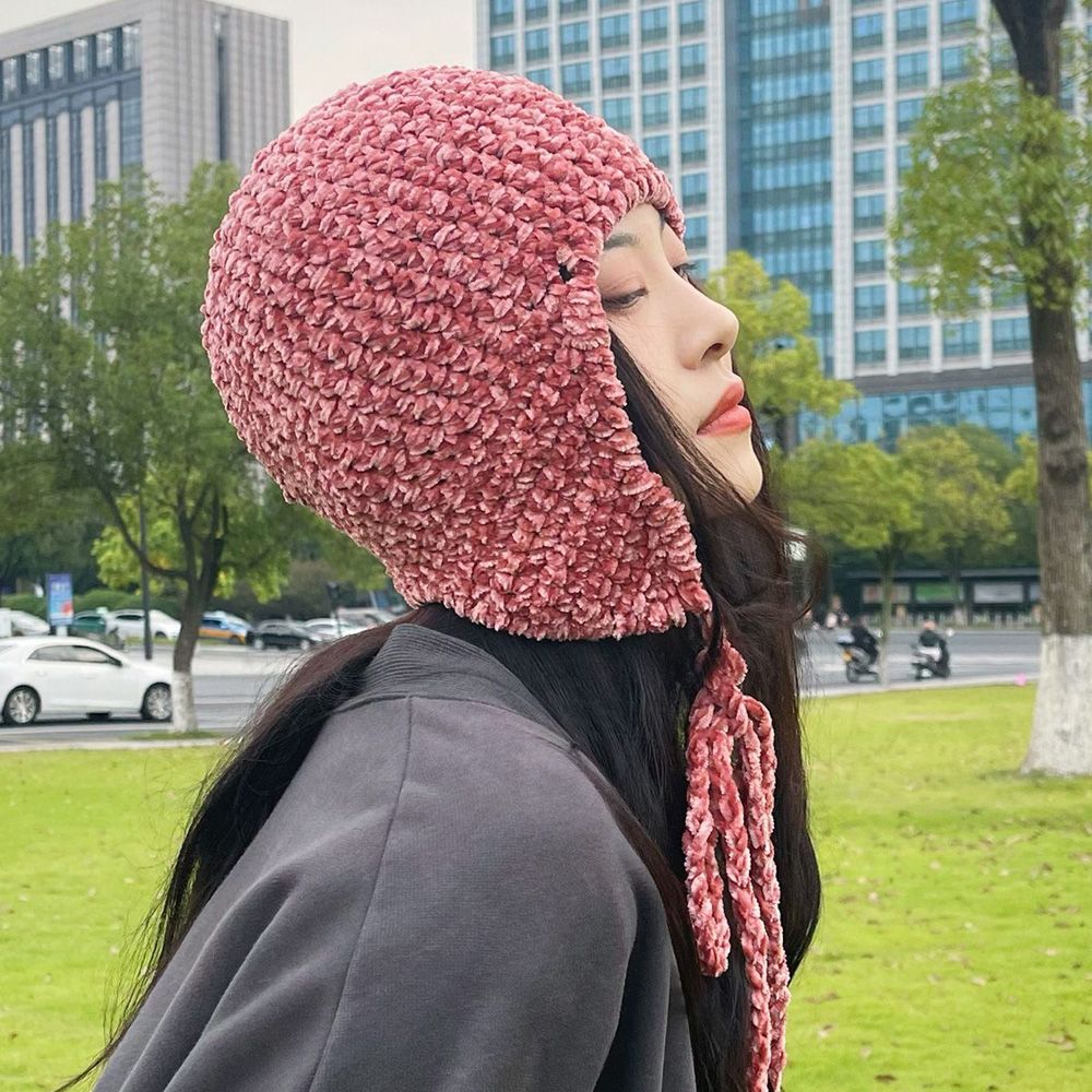 MUSINSA LOOKING4U Strap Knit Bonnet Hat C1 Red