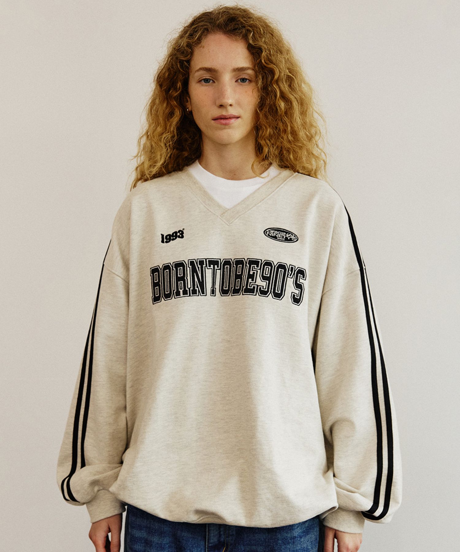 ◇1993studio◇ Retro back point sweatshirt oat beige MUSINSA | 1993STUDIO 90S Track Sweatshirt_Oat Beige