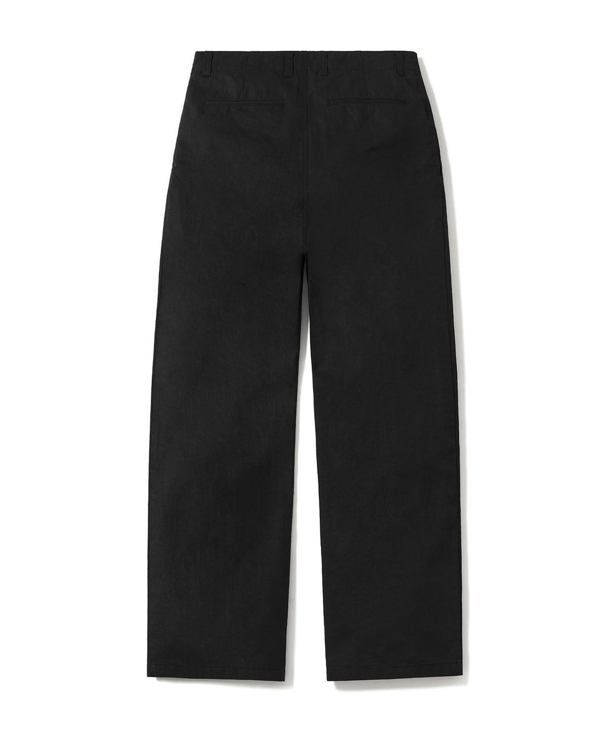 포터리(POTTERY) Two Pleated Wide Chino Pants Cotton / Linen Blend Twill Cloth Resilient Hard Finish (Black)