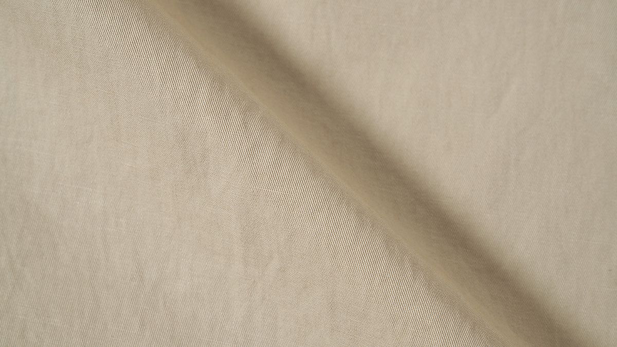 포터리(POTTERY) Two Pleated Wide Chino Pants Cotton / Linen Blend Twill Cloth Resilient Hard Finish (Light Beige)