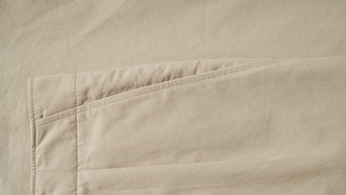 포터리(POTTERY) Two Pleated Wide Chino Pants Cotton / Linen Blend Twill Cloth Resilient Hard Finish (Light Beige)
