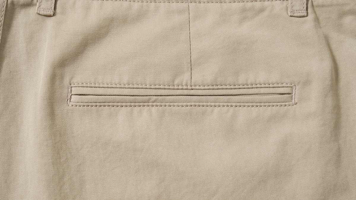 포터리(POTTERY) Two Pleated Wide Chino Pants Cotton / Linen Blend Twill Cloth Resilient Hard Finish (Light Beige)
