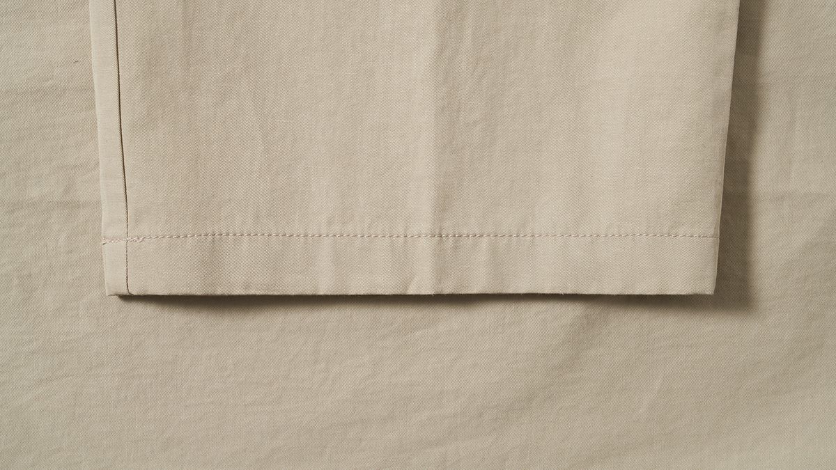 포터리(POTTERY) Two Pleated Wide Chino Pants Cotton / Linen Blend Twill Cloth Resilient Hard Finish (Light Beige)