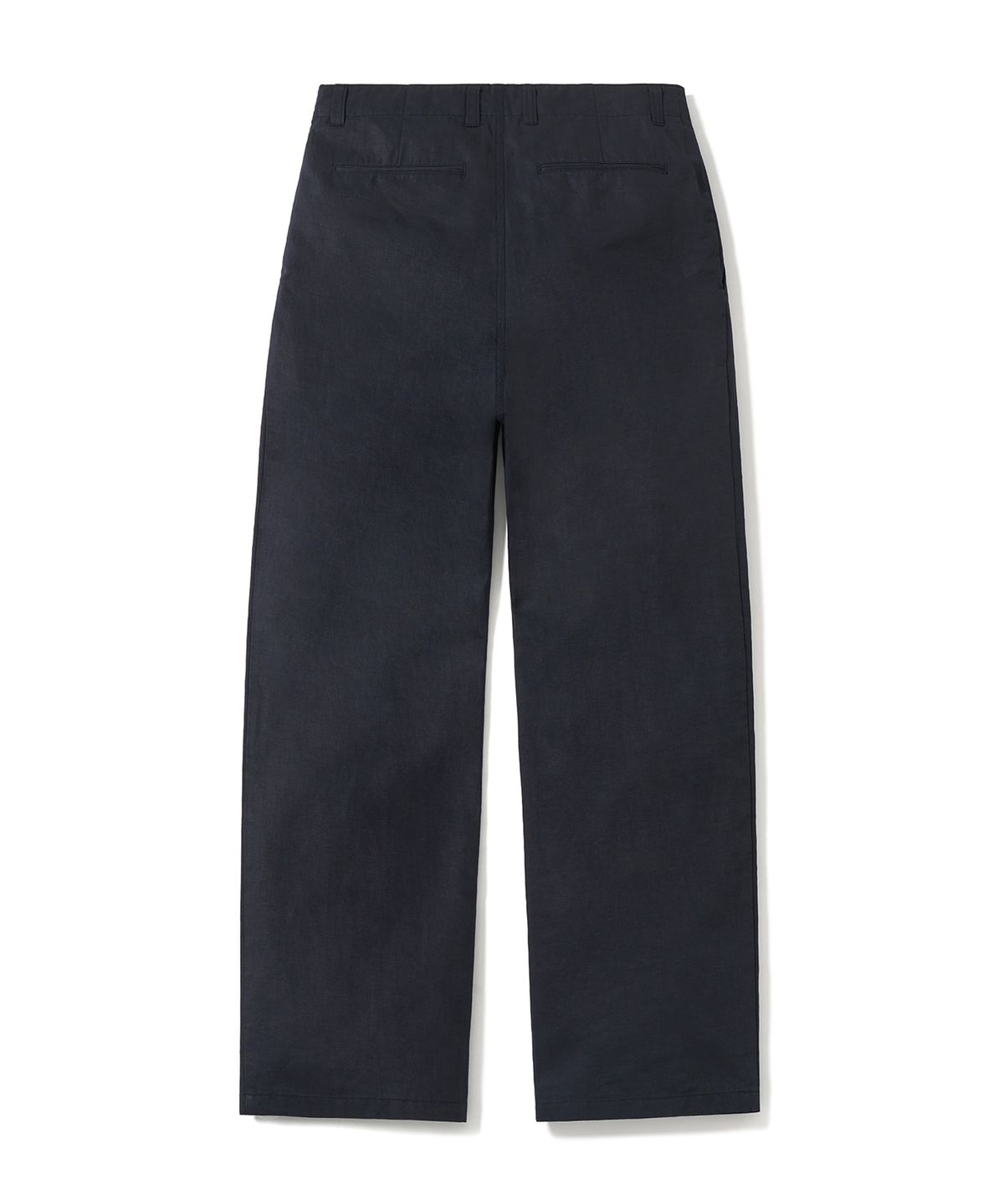 포터리(POTTERY) Two Pleated Wide Chino Pants Cotton / Linen Blend Twill Cloth Resilient Hard Finish (Navy)