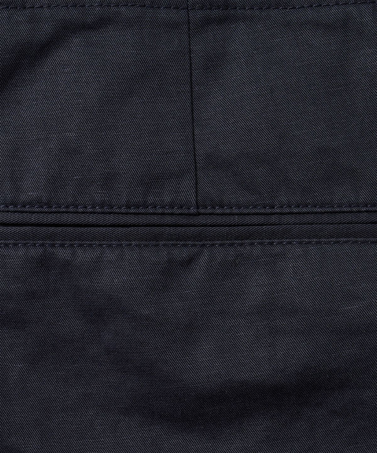 포터리(POTTERY) Two Pleated Wide Chino Pants Cotton / Linen Blend Twill Cloth Resilient Hard Finish (Navy)